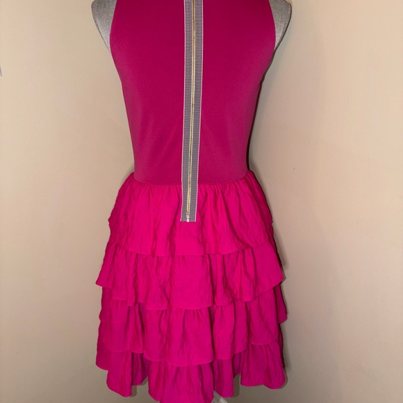 RACHEL Rachel Roy Size 8 Fuchsia Tiered Dress - Picture 2 of 3